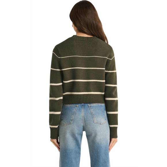 NEW Z SUPPLY milan stripe sweater in grape leaf - Picture 2 of 3